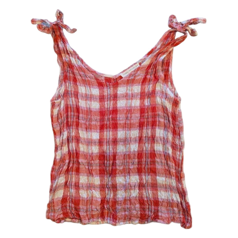 Women's JANE + DELANCEY Red & White Plaid Tank Top M